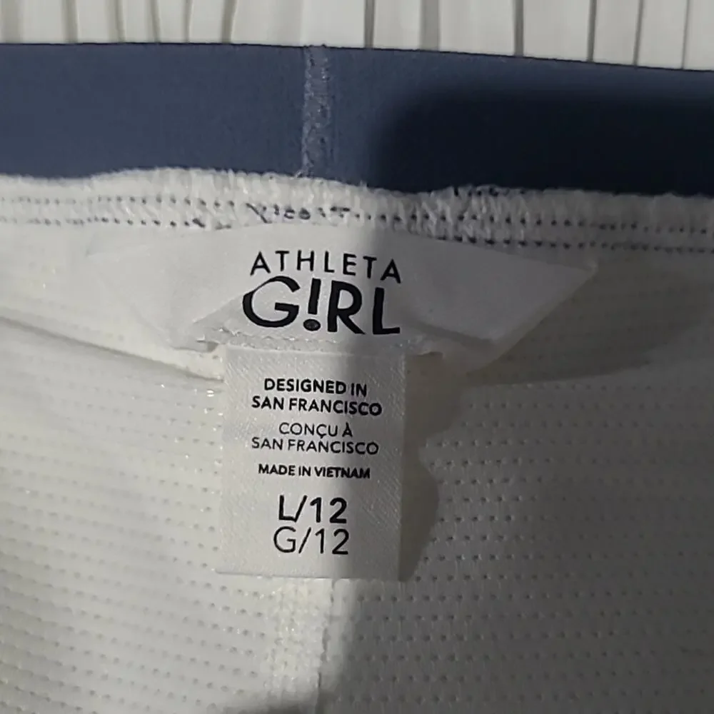 Athleta Girl SZ L Perfect Pleat Short Flat Front Skort NEW White Gray Tennis
